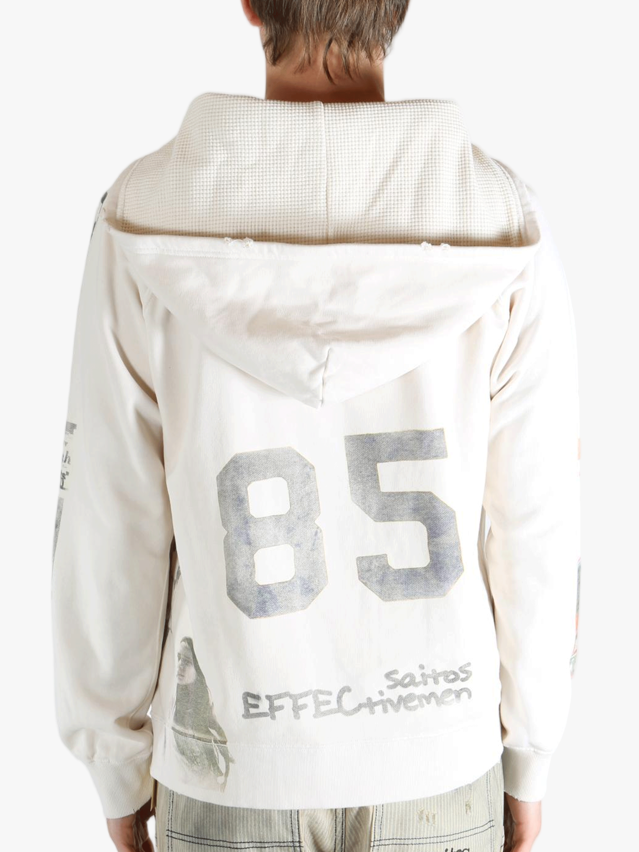 White sweats worn by a person, showing the sweats fit
