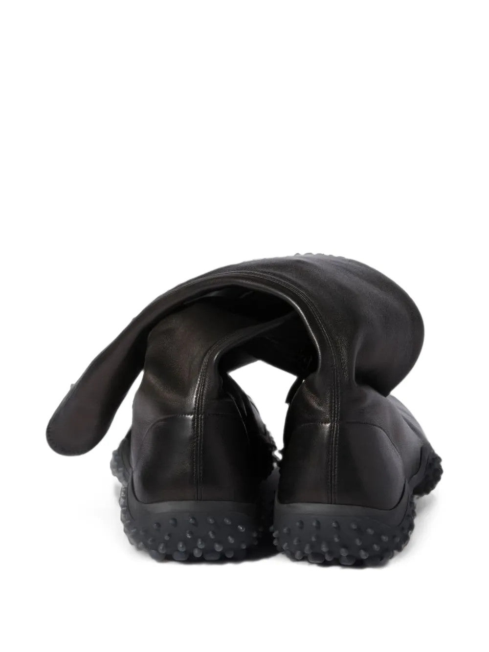 Black boots, back view