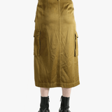 Brown skirt worn by a person, showing the skirt fit