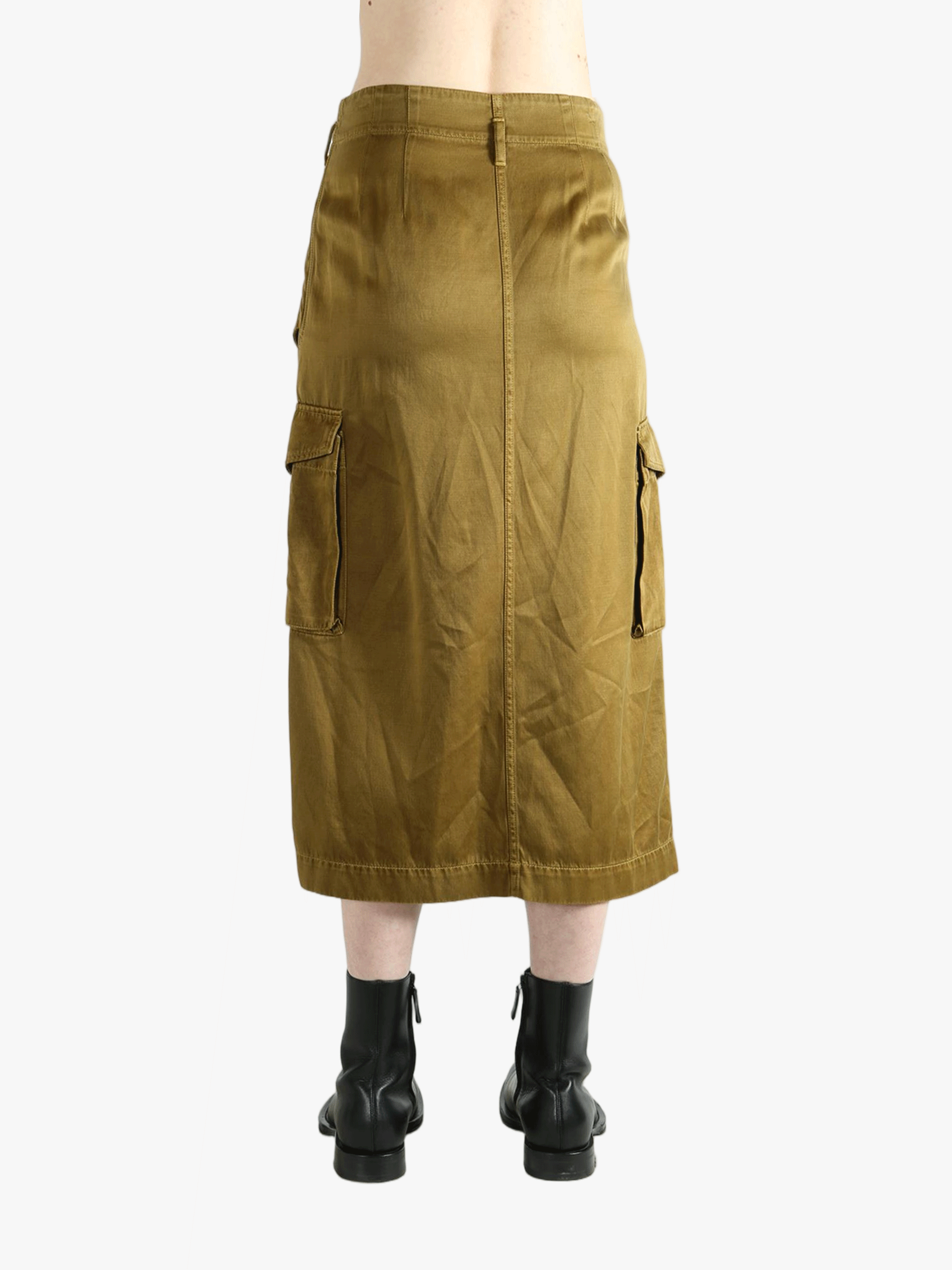 Brown skirt worn by a person, showing the skirt fit