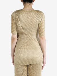 ISSEY MIYAKE - Women Wrapped Suede Like Pleats Shirt