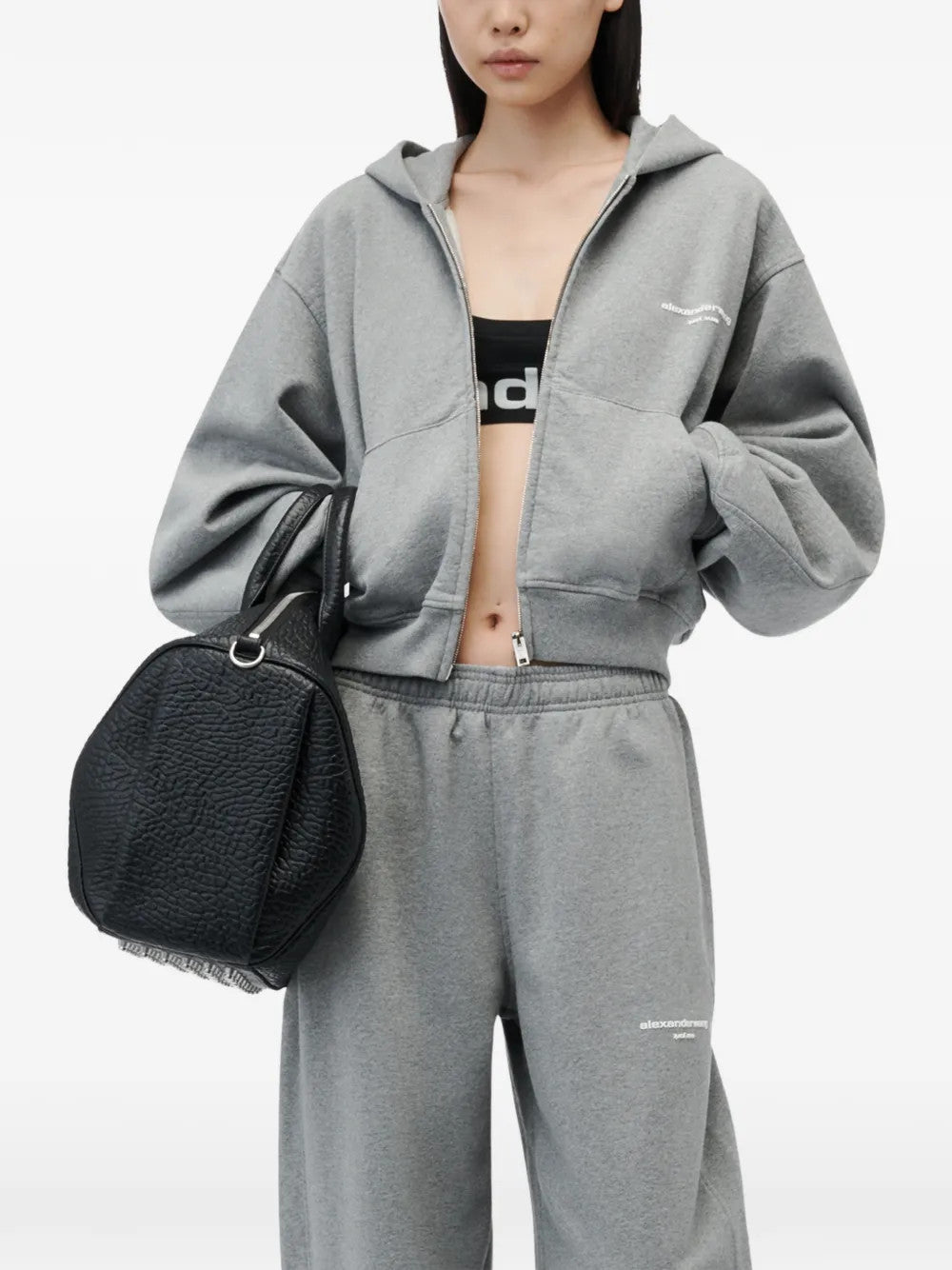 Grey hoodie, full body view