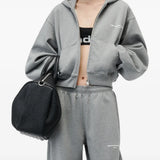 Grey hoodie, full body view