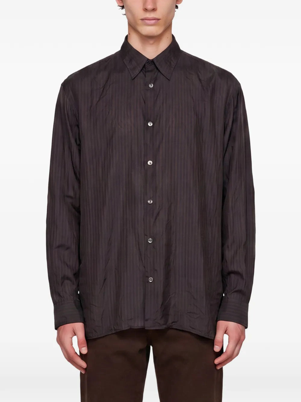 Brown shirt, full body view