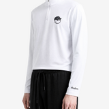White hoodie worn by a person, showing the hoodie fit