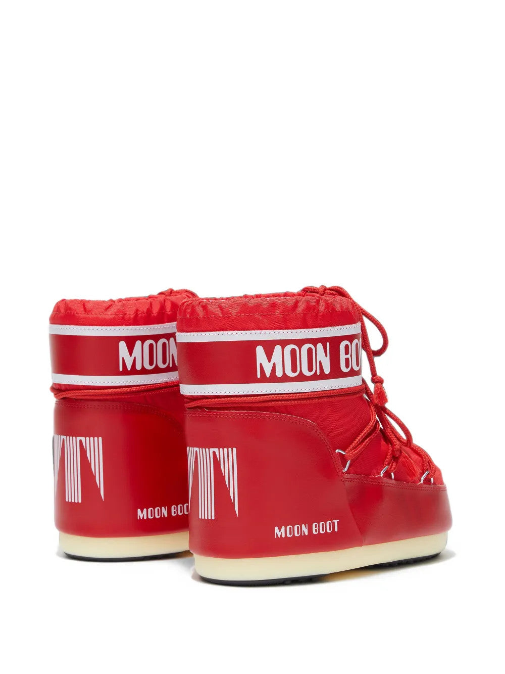 Red boots, side view
