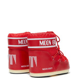 Red boots, side view