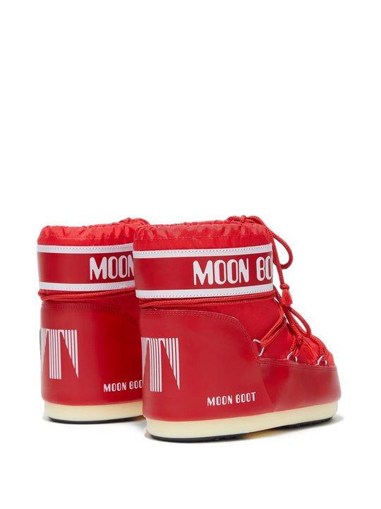 Red boots, side view