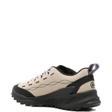 Tan sneakers, back view