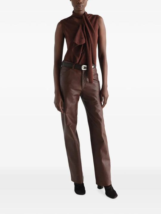 Brown top, full body view