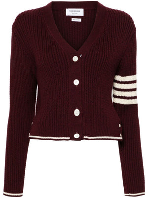 THOM BROWNE Women Baby Cable Cropped V Neck Cardigan In Merino Wool