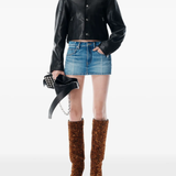 Blue shorts, full body view