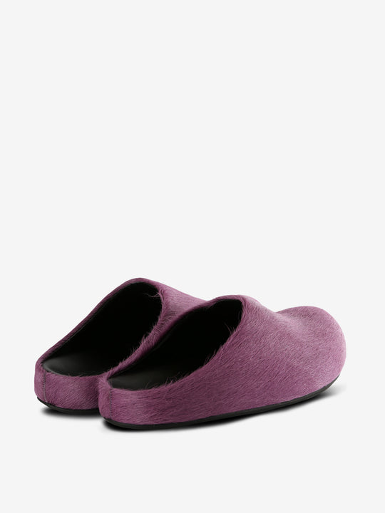 Purple sandals, back view