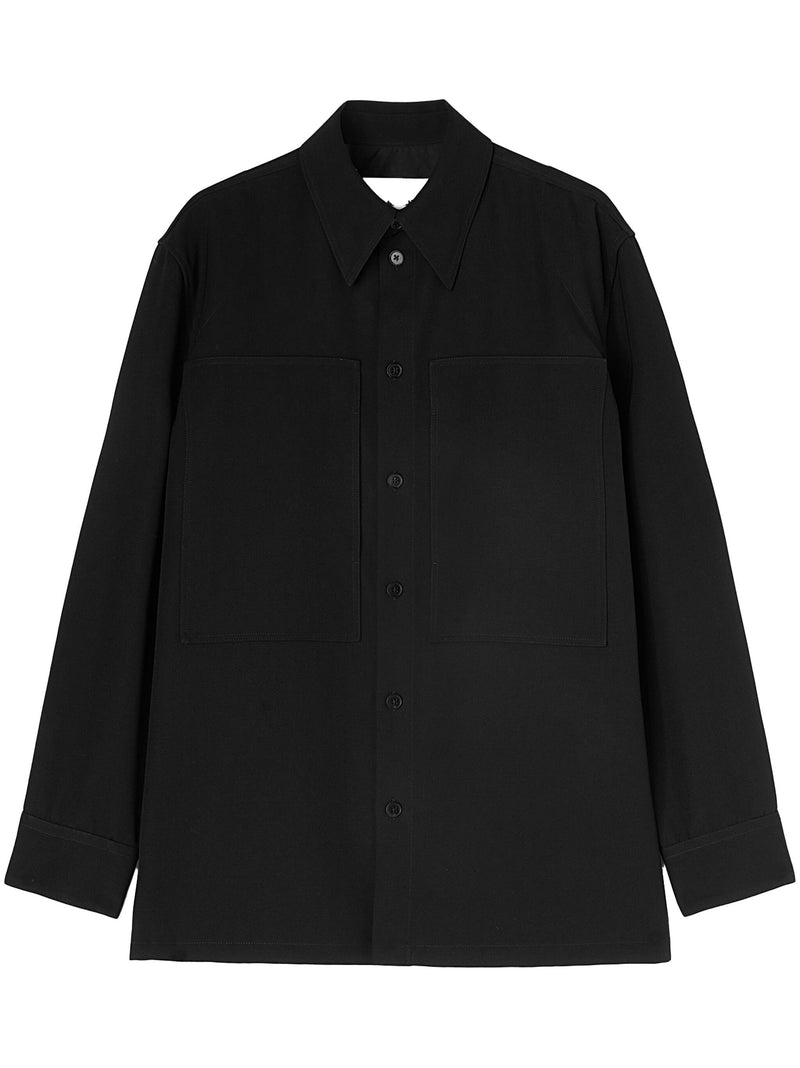 JIL SANDER - Men Long Sleeved Wool Gabardine Shirt