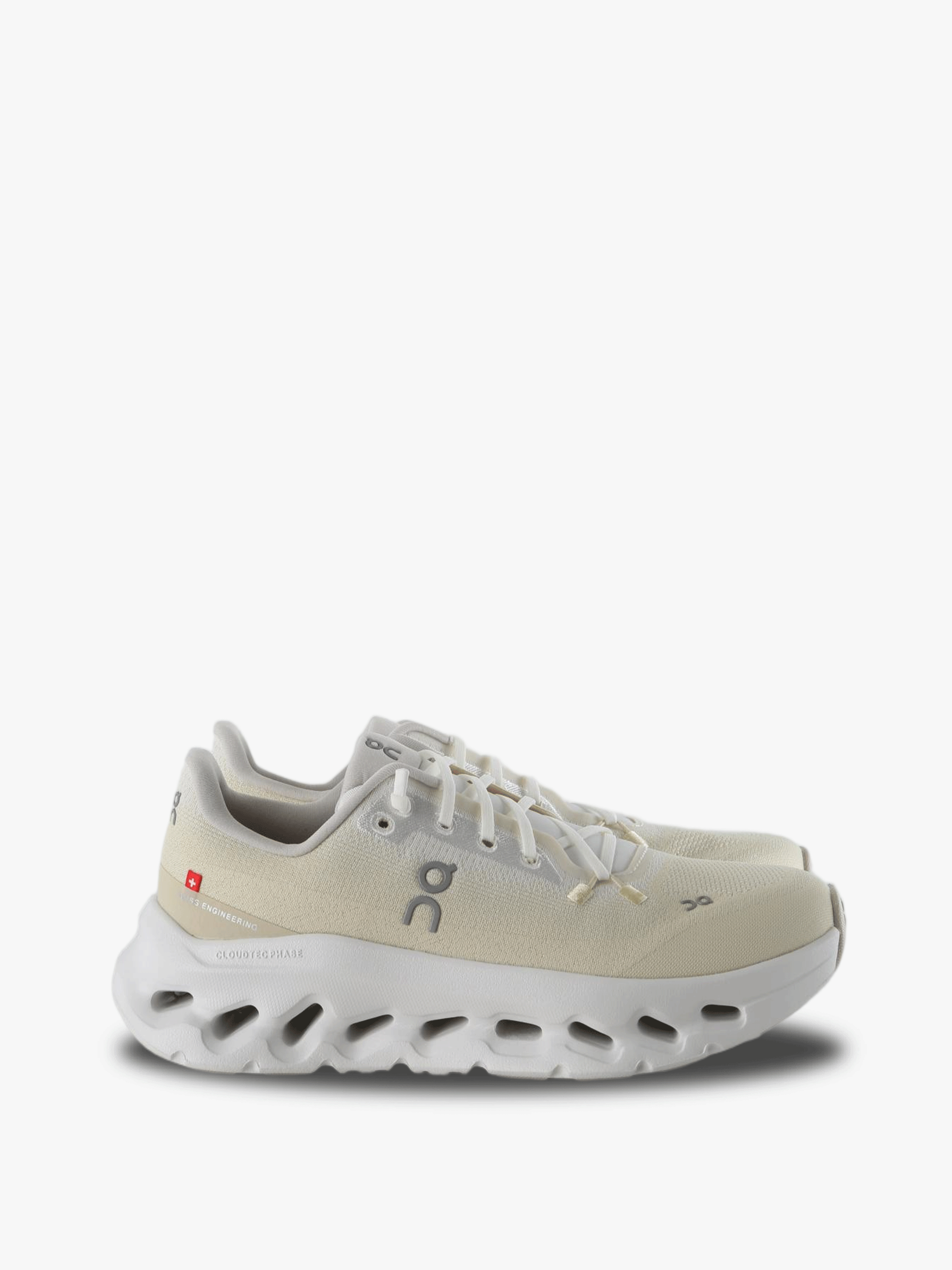 Tan shoes, side view