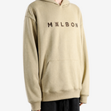 Tan hoodie, full body view