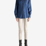 Blue jacket,full body view