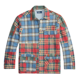 blue shirt, front view