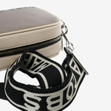 Close up of grey bag, showing texture of the polyurethane fabric