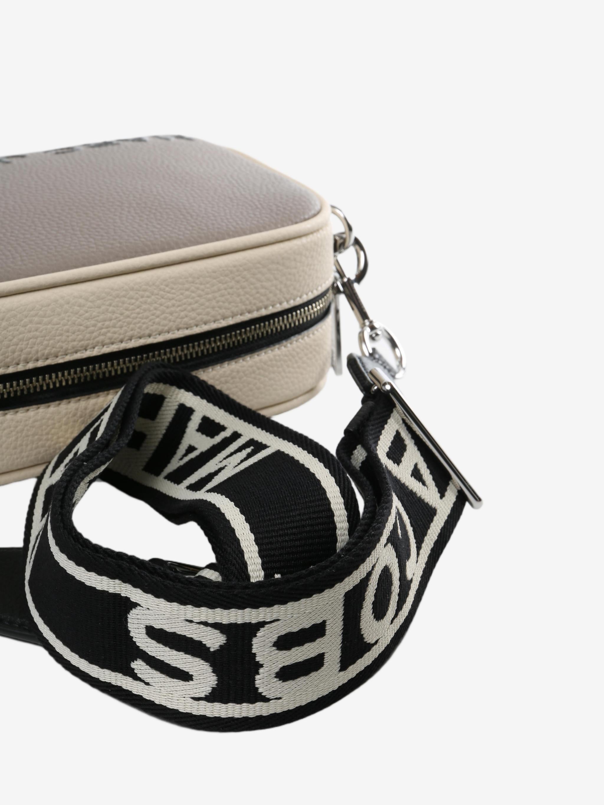 Close up of grey bag, showing texture of the polyurethane fabric