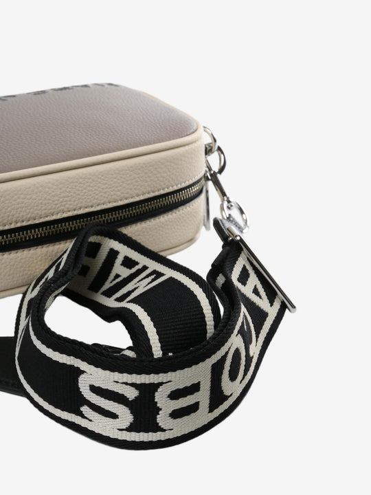 Close up of grey bag, showing texture of the polyurethane fabric
