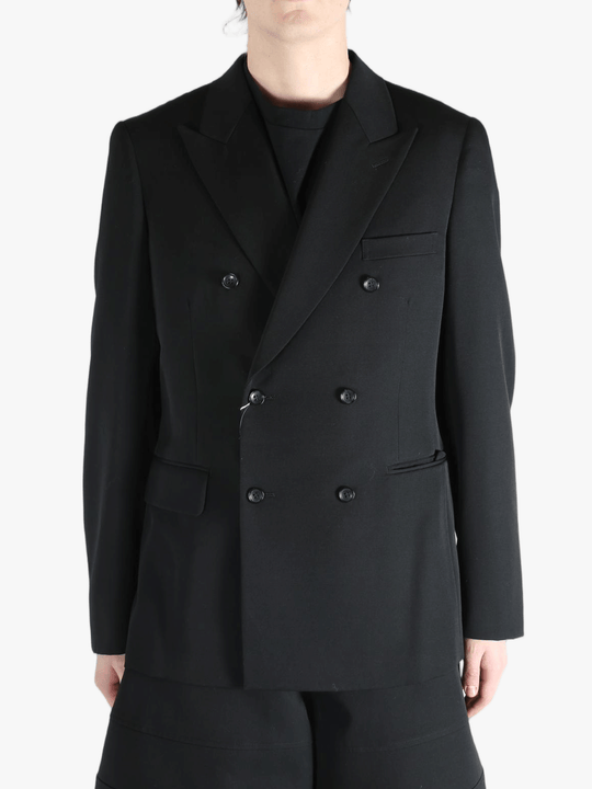 Black jackets worn by a person, showing the jackets fit