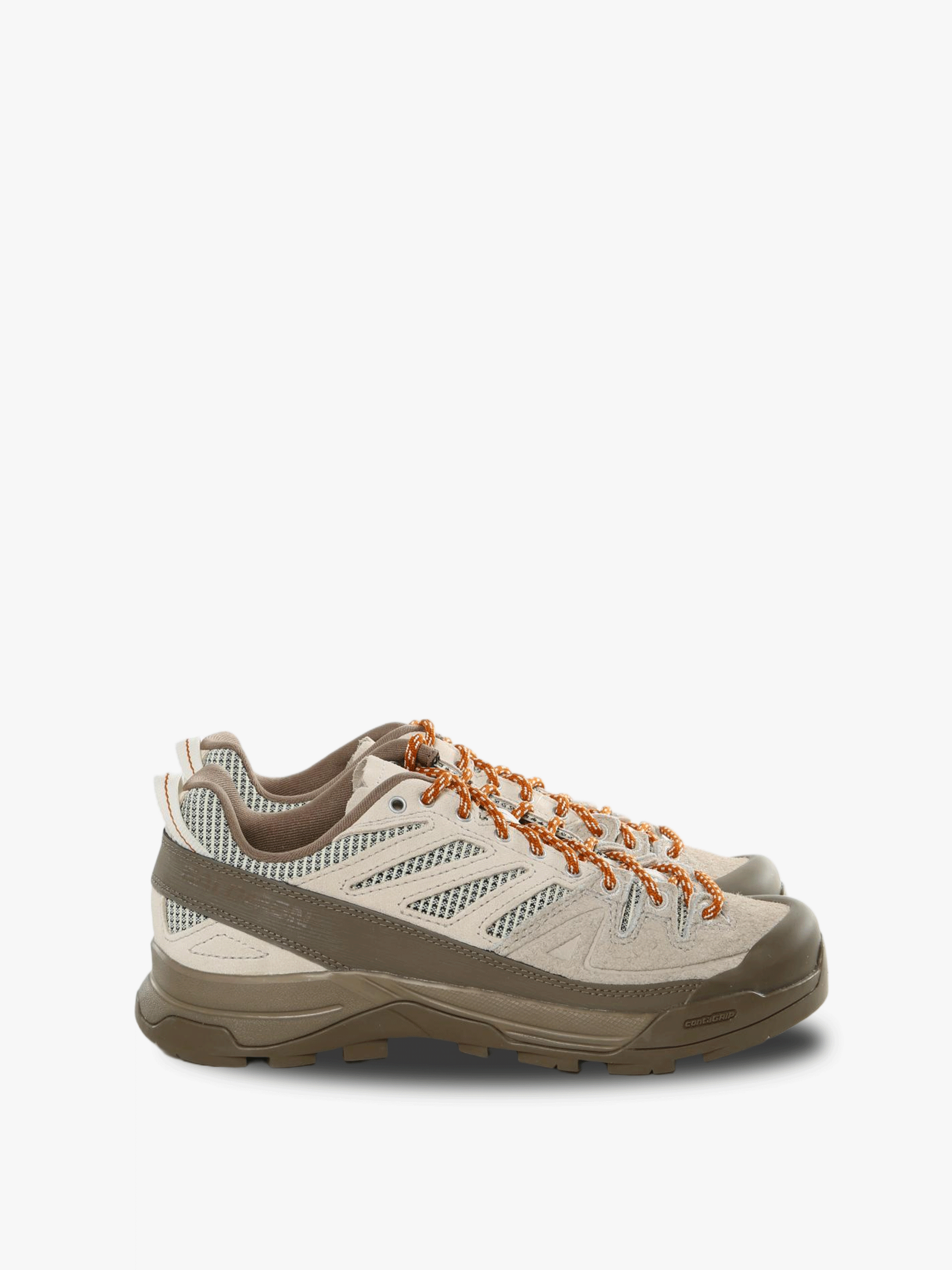 Tan sneakers, front view