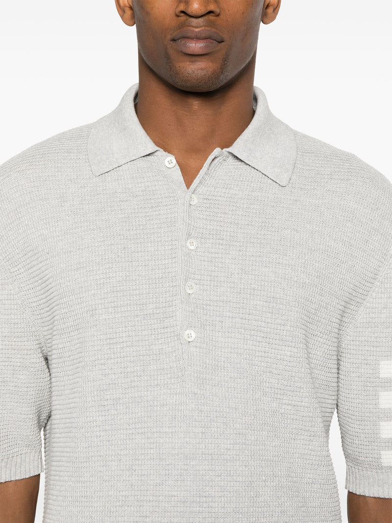 THOM BROWNE - Men Textured Stitch Polo Tee