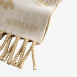 Close up of beige scarf,showing texture of the wool fabric