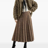 Brown knitwear, full body view