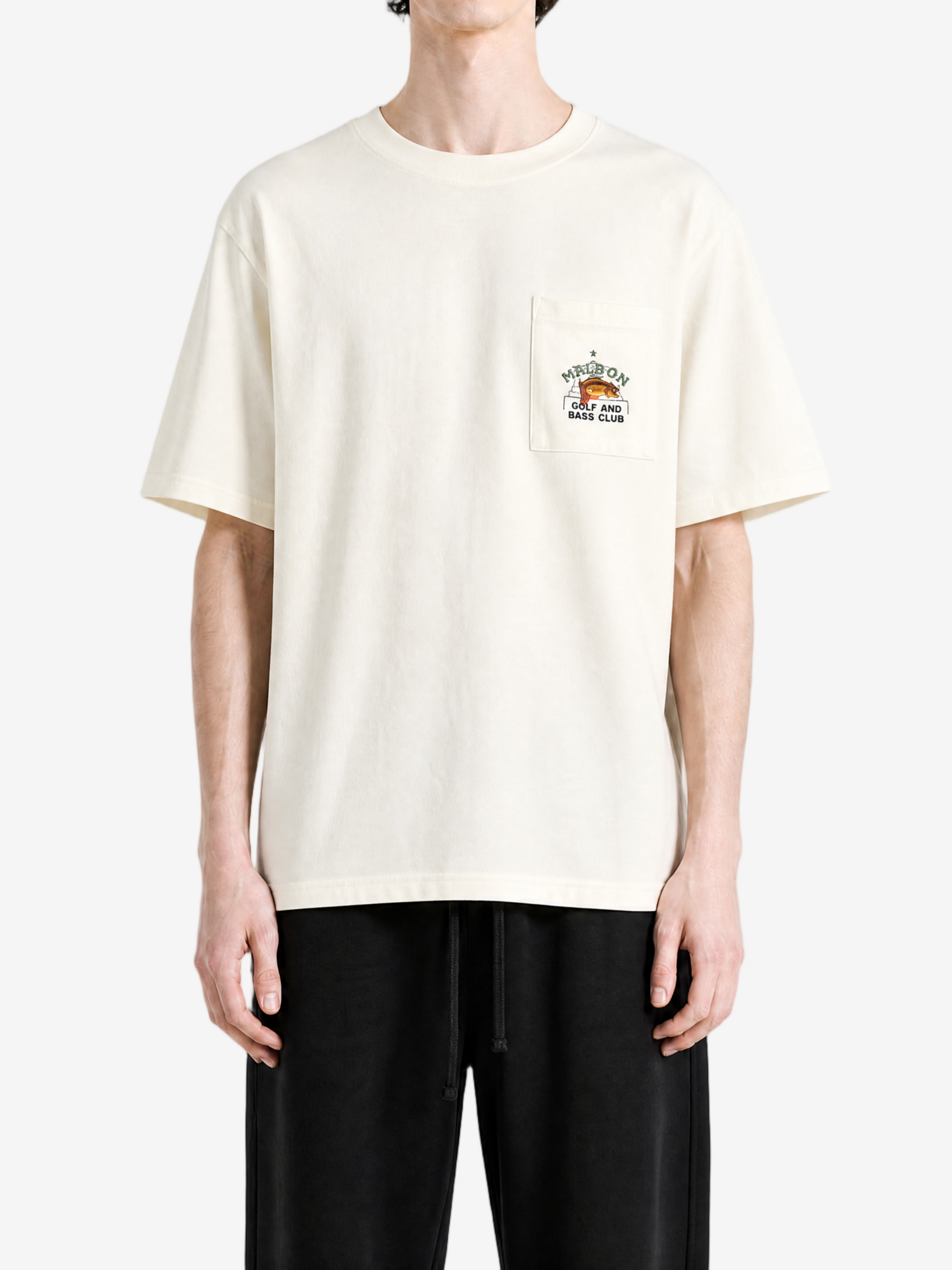 Tan t-shirt, full body view