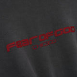 Close up of the grey sweatshirt, showing texture of the cotton fabric