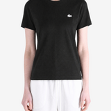 Black t-shirt worn by a person, showing the t-shirt fit