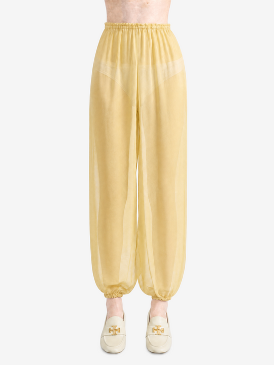 Yellow pants, full body view