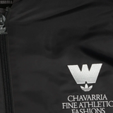 Close up of Grey jacket, showing texture of the 100% nylon fabric