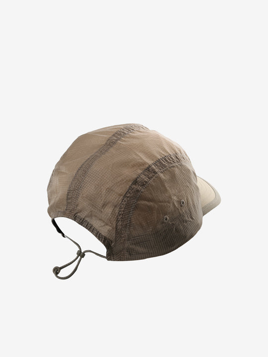 Tan hat, back view