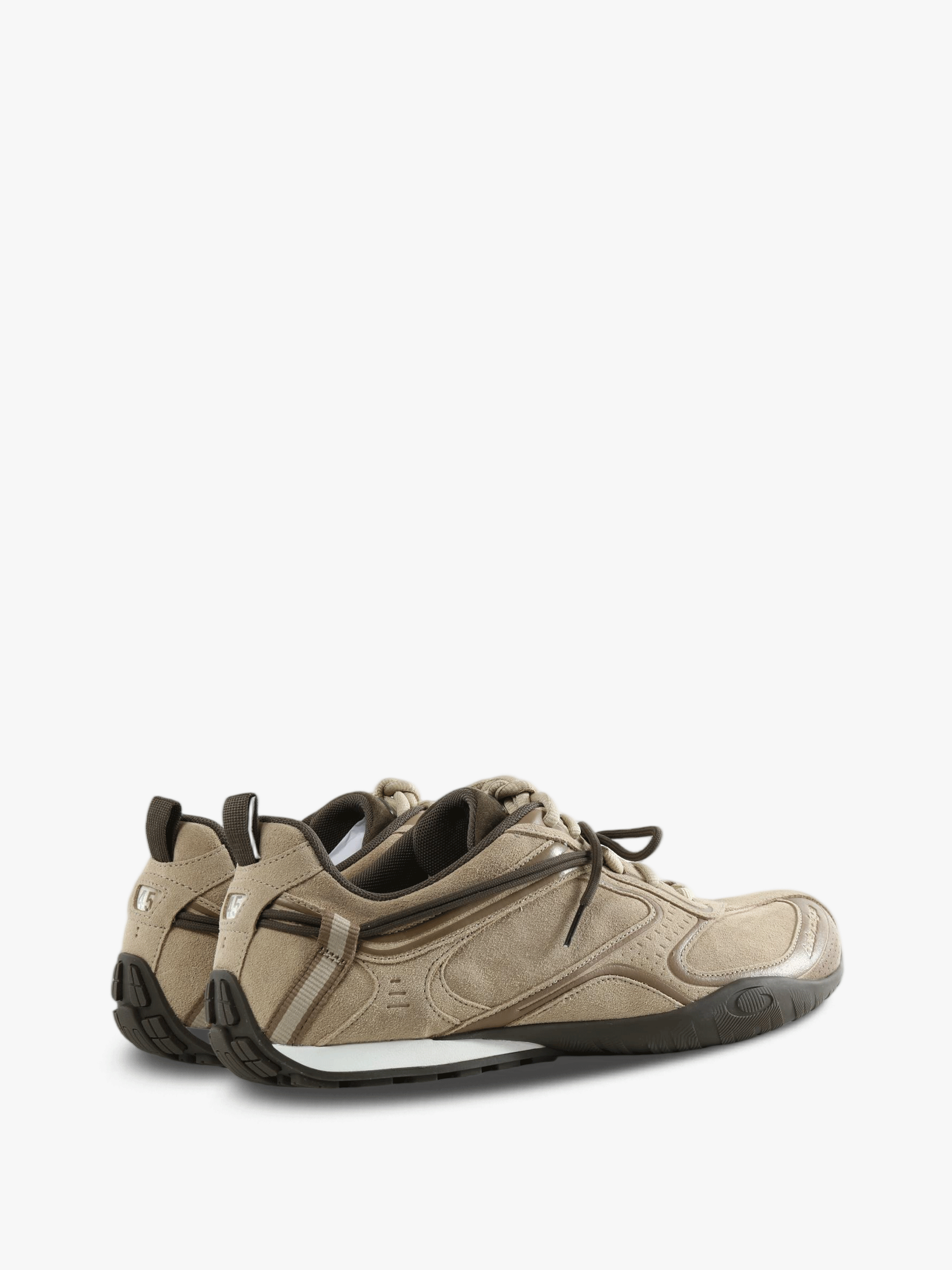 Tan shoes, side view