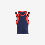 Navy top, front view