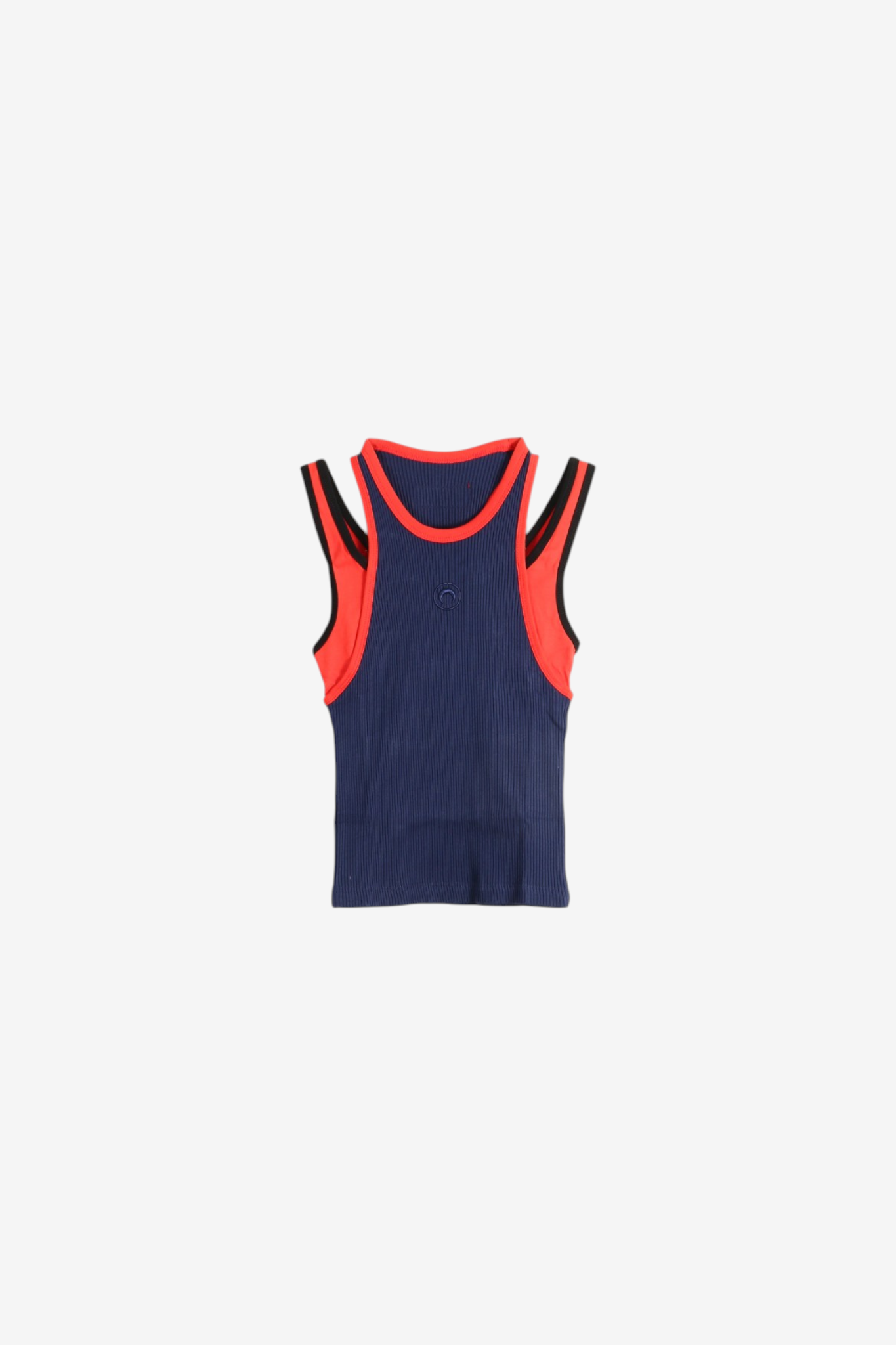Navy top, front view