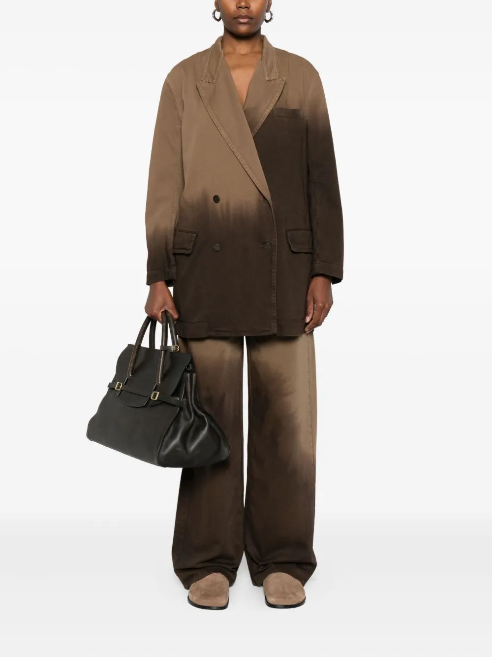 Brown pants, full body view