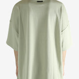 Green shirt worn by a person, showing the shirt's fit