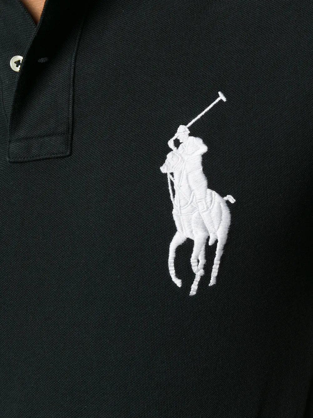 Close up of black shirt, showing texture of the cotton fabric