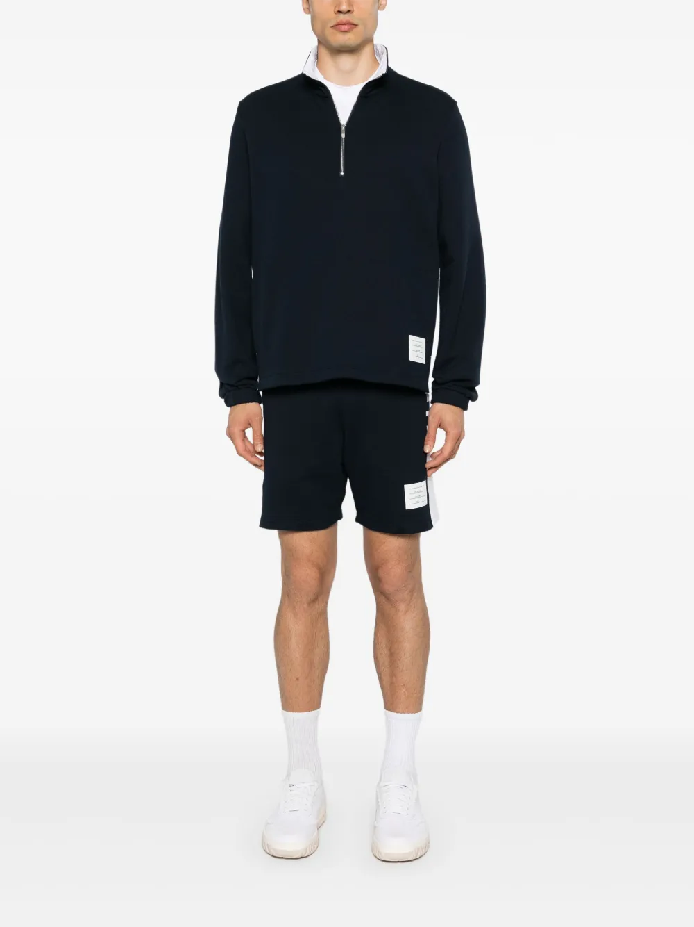 Navy pullover,full body view