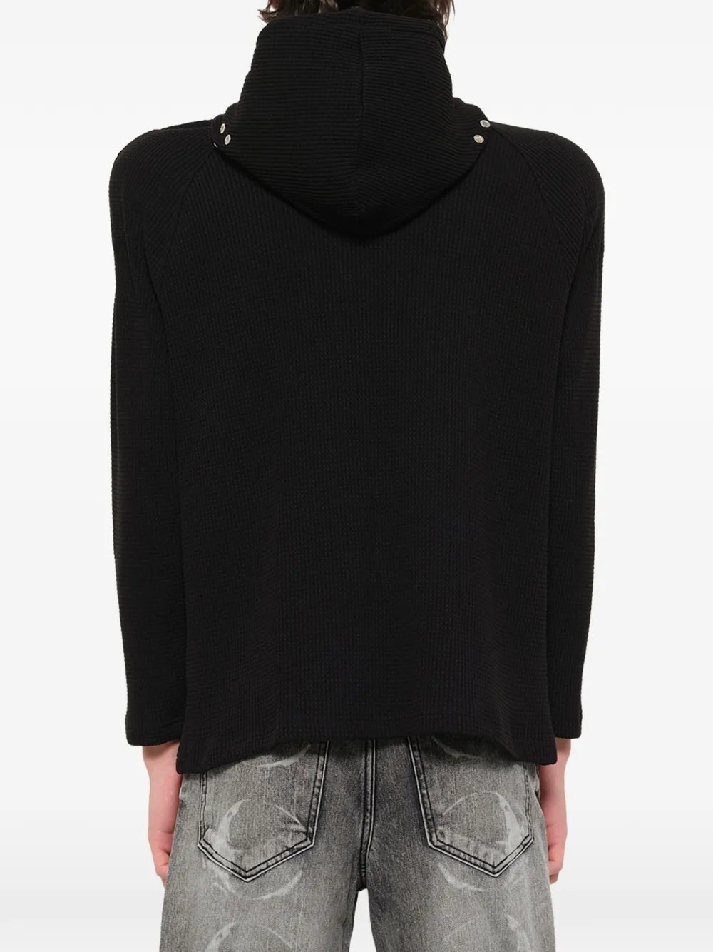 Black hoodie, full body view