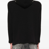 Black hoodie, full body view