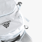 Close up of white bags, showing texture of the fabric