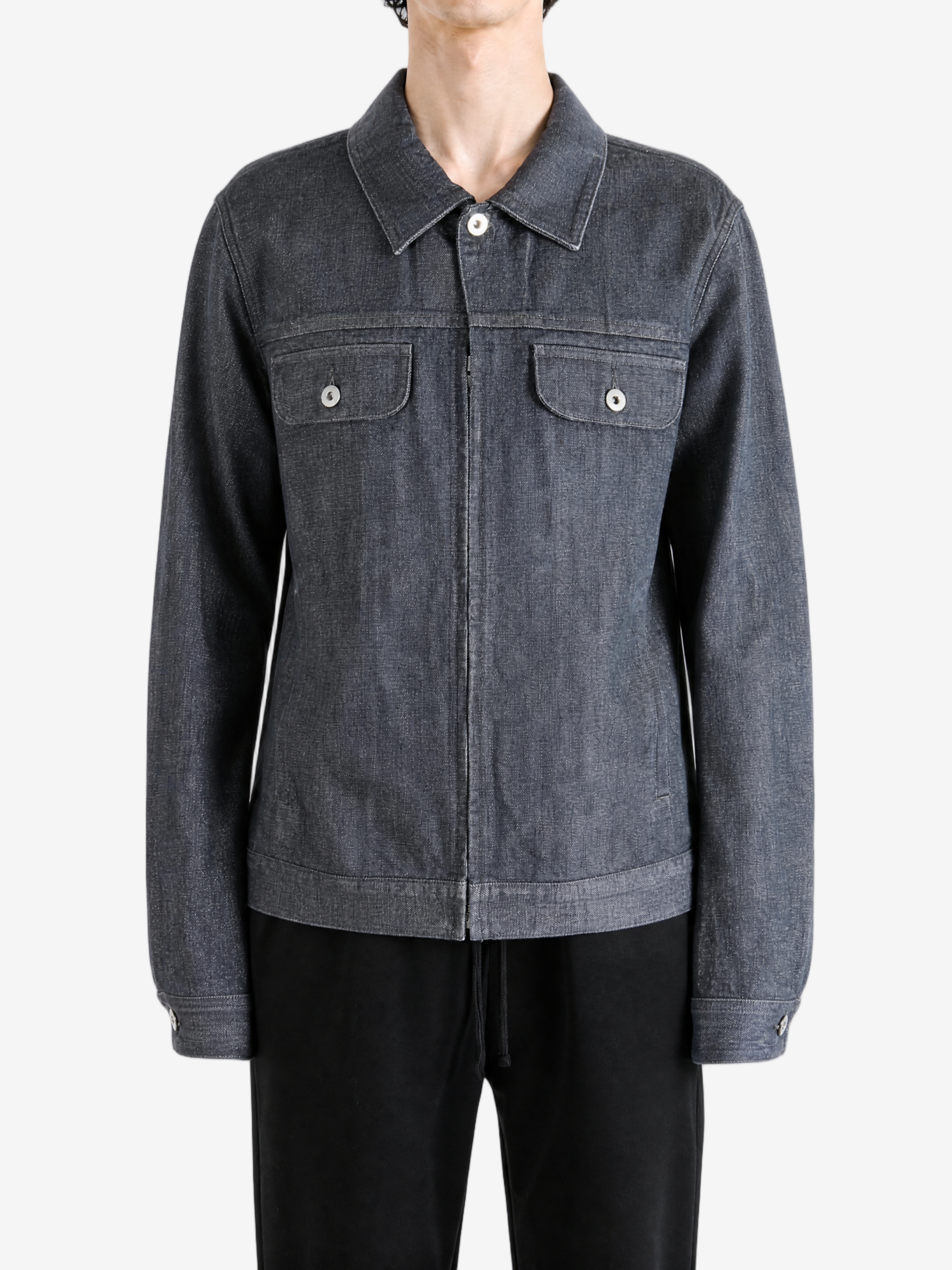 Grey jacket, full body view
