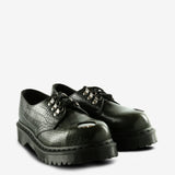 Black derbys, front view