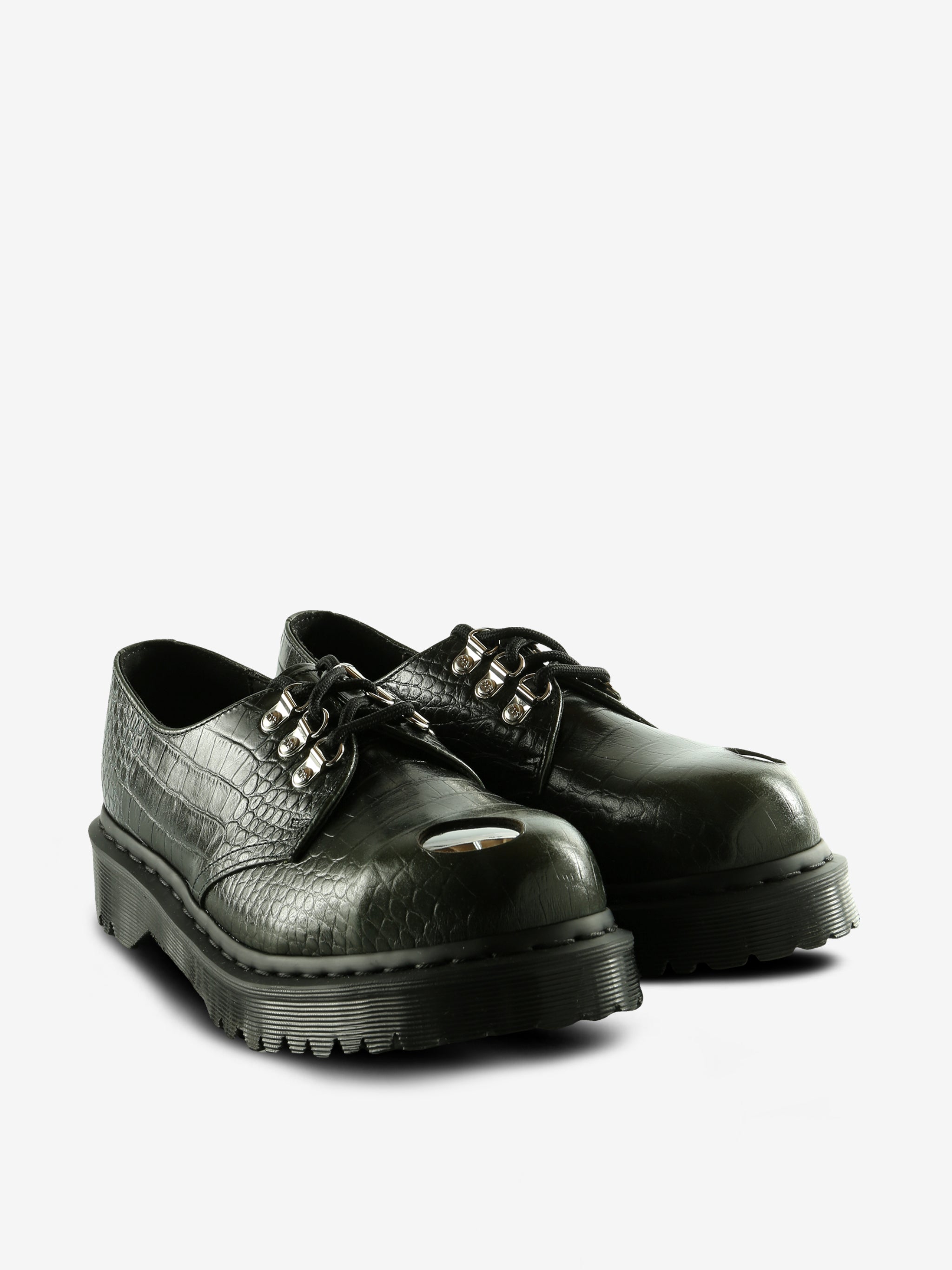 Black derbys, front view