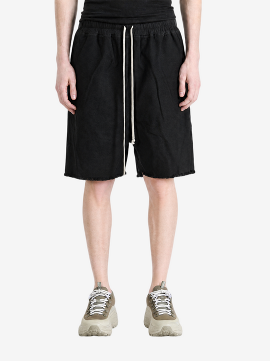 Black shorts, full body view